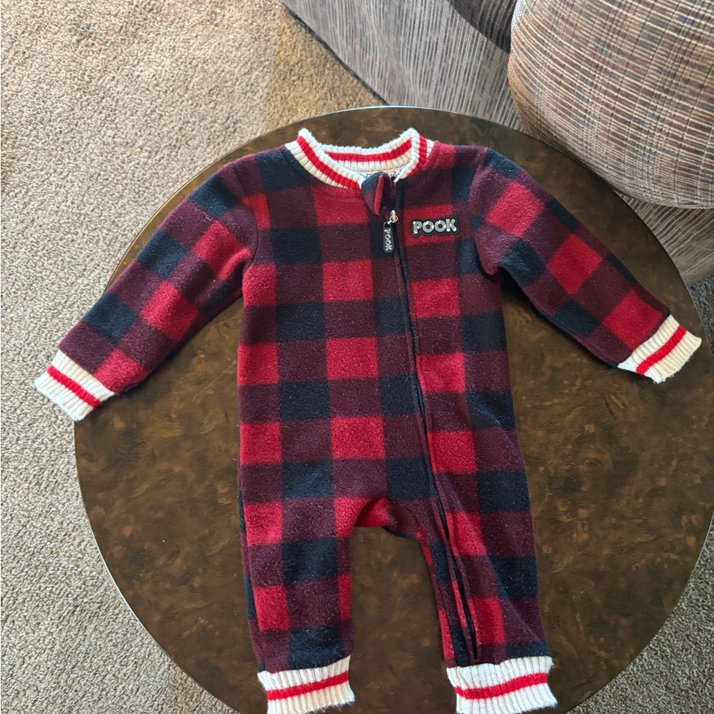 Red and Black Plaid Kids One Piece Pook